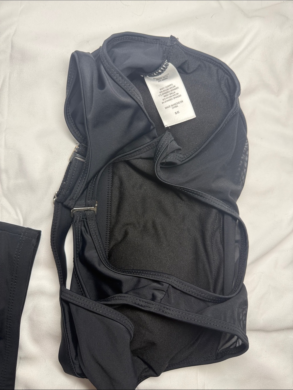 Black 3-Piece Bikini Set - High Waisted Bottoms - Picture 3 of 6